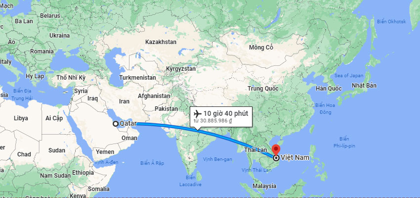 Múi giờ Qatar và Việt Nam